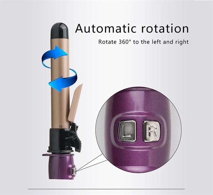 Rizador de pelo eléctrico de 360° girado automáticamente